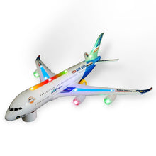 Kids airplane A380 toy plane self driving bump & go Airbus - Contains Beautiful 3D Light and Jet engine - Changes Direction On Contact - Great Gift toy for boys & girls age 2 - 8 years old