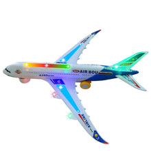 Kids airplane A380 toy plane self driving bump & go Airbus - Contains Beautiful 3D Light and Jet engine - Changes Direction On Contact - Great Gift toy for boys & girls age 2 - 8 years old