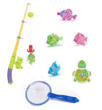 Zviku Magnetic Light Up Fishing Baby Bath Toys Set for toddlers - Includes Rod & Reel with Turtle and 5 Unique Fish